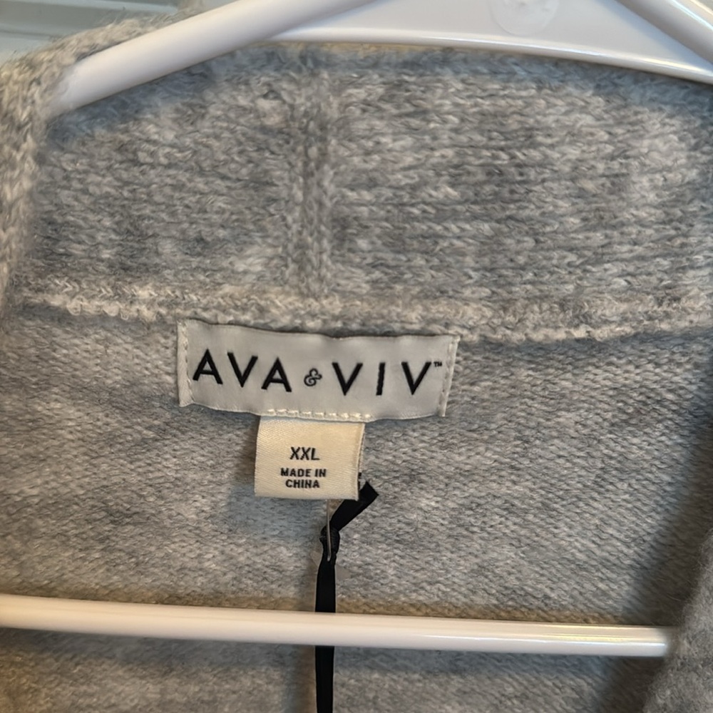 Ava & Viv Gray Cardigan with Pearl Embellishments - Picture 2 of 8